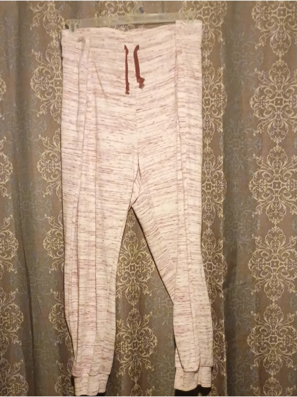 just be Marled Cream Jogger Pants with Rust Drawstring